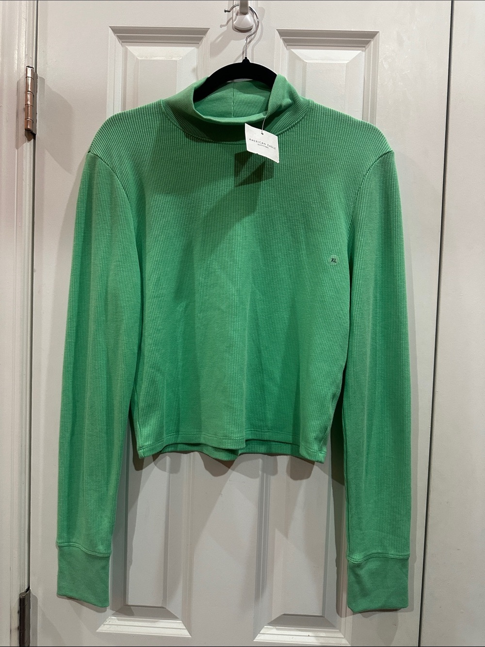 NEW Cropped Green Ribbed Turtleneck Sweater size XL